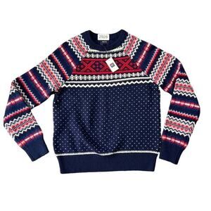 GAP Sweater Unisex Kids XL Wool Blend Fairisle Elysian Blue Multicolor Holiday
